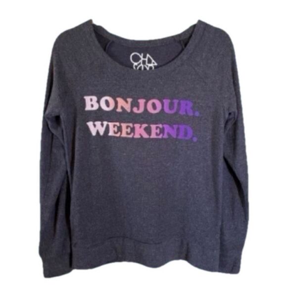 New Chaser Bonjour Weekend Graphic Tee Woman's Small - Picture 1 of 12